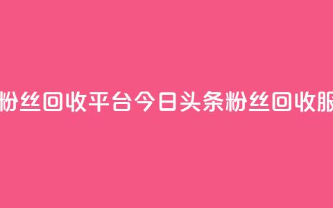 今日头条粉丝回收平台(今日头条粉丝回收服务)  第1张