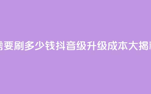 抖音1-60级需要刷多少钱 - 抖音1-60级升级成本大揭秘!  第1张