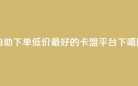 自助下单低价——最好的卡盟平台  第1张