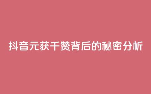 抖音1元获千赞背后的秘密分析  第1张