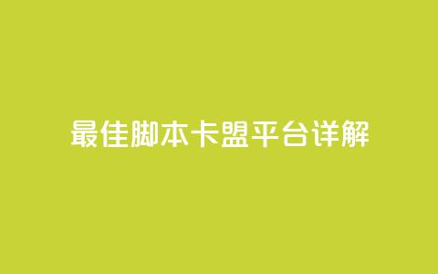 最佳lol脚本卡盟平台详解  第1张