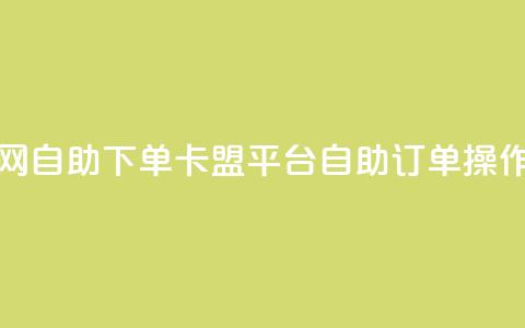 卡盟平台官网自助下单 - 卡盟平台自助订单操作指南。  第1张