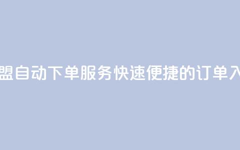 卡盟自动下单服务：快速便捷的订单入口  第1张