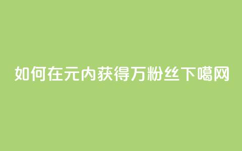 如何在1元内获得3万粉丝？  第1张