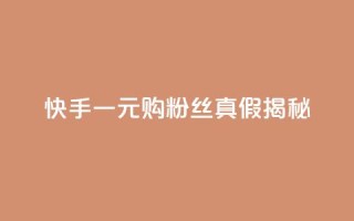 快手一元购粉丝真假揭秘