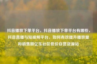 抖音播放下单平台，抖音播放下单平台有哪些，抖音直播与短视频平台，如何有效提升播放量和销售额亿乐社区低价自营货源站