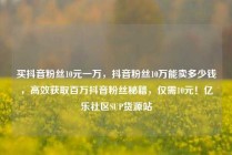 买抖音粉丝10元一万，抖音粉丝10万能卖多少钱，高效获取百万抖音粉丝秘籍，仅需10元！亿乐社区SUP货源站