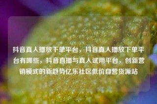 抖音真人播放下单平台，抖音真人播放下单平台有哪些，抖音直播与真人试用平台，创新营销模式的新趋势亿乐社区低价自营货源站