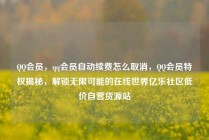 QQ会员，qq会员自动续费怎么取消，QQ会员特权揭秘，解锁无限可能的在线世界亿乐社区低价自营货源站