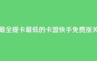 全网辅助最全提卡最低的卡盟 - 快手免费涨关注