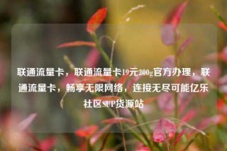联通流量卡，联通流量卡19元200g官方办理，联通流量卡，畅享无限网络，连接无尽可能亿乐社区SUP货源站