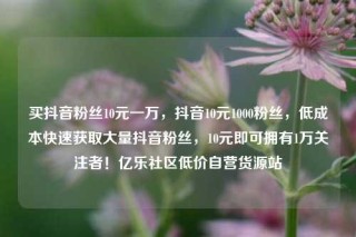 买抖音粉丝10元一万，抖音10元1000粉丝，低成本快速获取大量抖音粉丝，10元即可拥有1万关注者！亿乐社区低价自营货源站