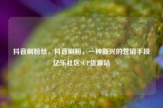 抖音刷粉丝，抖音刷粉，一种新兴的营销手段亿乐社区SUP货源站
