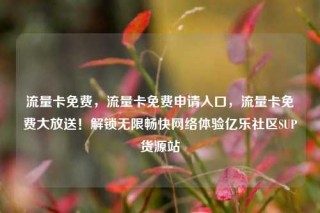 流量卡免费，流量卡免费申请入口，流量卡免费大放送！解锁无限畅快网络体验亿乐社区SUP货源站
