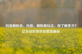 抖音刷粉丝，抖音，刷粉新玩法，你了解多少？亿乐社区低价自营货源站