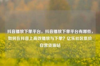 抖音播放下单平台，抖音播放下单平台有哪些，如何在抖音上高效播放与下单？亿乐社区低价自营货源站
