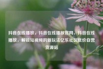 抖音在线播放，抖音在线播放官网，抖音在线播放，解锁短视频的新玩法亿乐社区低价自营货源站