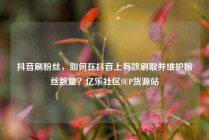 抖音刷粉丝，如何在抖音上有效刷取并维护粉丝数量？亿乐社区SUP货源站