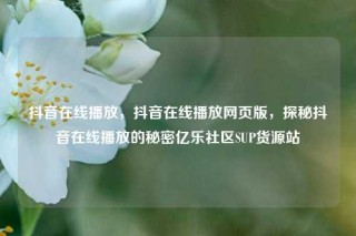 抖音在线播放，抖音在线播放网页版，探秘抖音在线播放的秘密亿乐社区SUP货源站