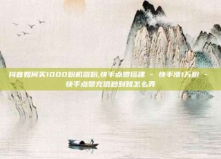 抖音如何买1000粉机器粉,快手点赞搭建 - 快手涨1万粉 - 快手点赞充值秒到账怎么弄