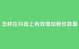 怎样在抖音上有效增加粉丝数量