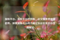 涨粉平台，涨粉平台秒到账，社交媒体营销新趋势，探索涨粉平台的力量亿乐社区低价自营货源站