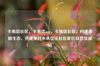 卡易信社区，卡易信app，卡易信社区，构建金融生态，共建美好未来亿乐社区低价自营货源站