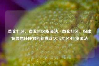 直客社区，直客社区货源站，直客社区，构建专属居住体验的新模式亿乐社区SUP货源站