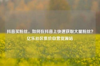 抖音买粉丝，如何在抖音上快速获取大量粉丝？亿乐社区低价自营货源站