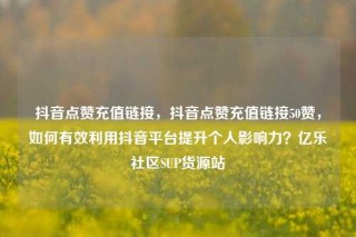 抖音点赞充值链接，抖音点赞充值链接50赞，如何有效利用抖音平台提升个人影响力？亿乐社区SUP货源站