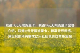 联通19元无限流量卡，联通19元无限流量卡套餐介绍，联通19元无限流量卡，畅享无尽网络，满足您的所有需求亿乐社区低价自营货源站