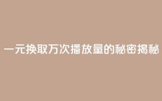 一元换取万次播放量的秘密揭秘