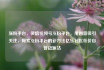 涨粉平台，微信视频号涨粉平台，用创意吸引关注，探索涨粉平台的新方法亿乐社区低价自营货源站