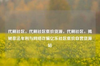 代刷社区，代刷社区低价货源，代刷社区，揭秘非法牟利与网络诈骗亿乐社区低价自营货源站