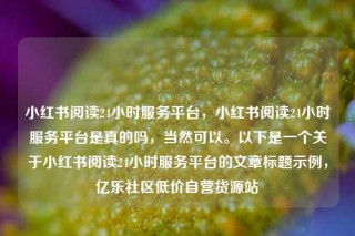 小红书阅读24小时服务平台，小红书阅读24小时服务平台是真的吗，当然可以。以下是一个关于小红书阅读24小时服务平台的文章标题示例，亿乐社区低价自营货源站