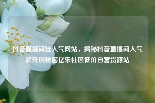 抖音直播间挂人气网站	，揭秘抖音直播间人气飙升的秘密亿乐社区低价自营货源站  第1张
