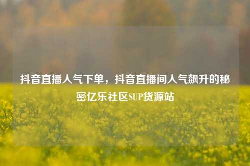 抖音直播人气下单，抖音直播间人气飙升的秘密亿乐社区SUP货源站  第1张