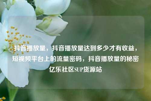 抖音播放量，抖音播放量达到多少才有收益	，短视频平台上的流量密码，抖音播放量的秘密亿乐社区SUP货源站  第1张
