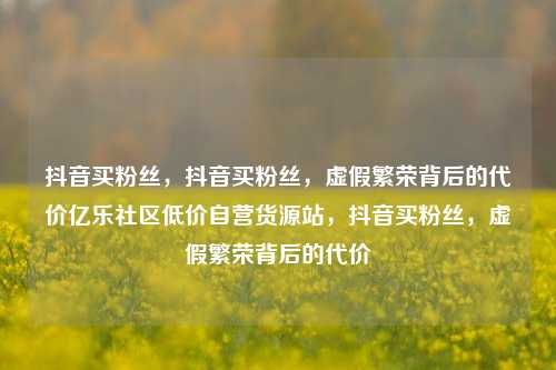 抖音买粉丝，抖音买粉丝，虚假繁荣背后的代价亿乐社区低价自营货源站，抖音买粉丝，虚假繁荣背后的代价  第1张