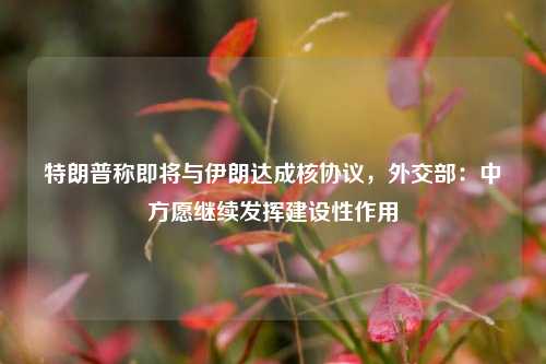 特朗普称即将与伊朗达成核协议，外交部：中方愿继续发挥建设性作用  第1张