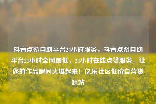 抖音点赞自助平台24小时服务，抖音点赞自助平台24小时全网最低，24小时在线点赞服务，让您的作品瞬间火爆起来！亿乐社区低价自营货源站  第1张