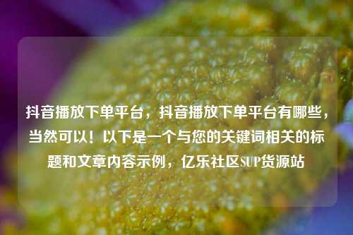 抖音播放下单平台	，抖音播放下单平台有哪些，当然可以！以下是一个与您的关键词相关的标题和文章内容示例，亿乐社区SUP货源站  第1张