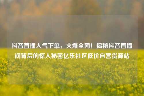 抖音直播人气下单，火爆全网！揭秘抖音直播间背后的惊人秘密亿乐社区低价自营货源站  第1张