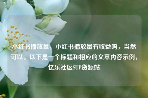 小红书播放量，小红书播放量有收益吗，当然可以。以下是一个标题和相应的文章内容示例，亿乐社区SUP货源站  第1张