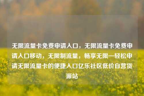 无限流量卡免费申请入口，无限流量卡免费申请入口移动，无限制流量，畅享无限—轻松申请无限流量卡的便捷入口亿乐社区低价自营货源站  第1张