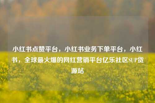 小红书点赞平台	，小红书业务下单平台，小红书，全球最火爆的网红营销平台亿乐社区SUP货源站  第1张