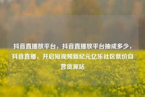 抖音直播放平台	，抖音直播放平台抽成多少，抖音直播，开启短视频新纪元亿乐社区低价自营货源站  第1张
