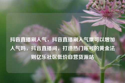 抖音直播刷人气，抖音直播刷人气票可以增加人气吗	，抖音直播间，打造热门账号的黄金法则亿乐社区低价自营货源站  第1张