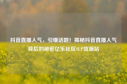 抖音直播人气，引爆话题！揭秘抖音直播人气背后的秘密亿乐社区SUP货源站  第1张