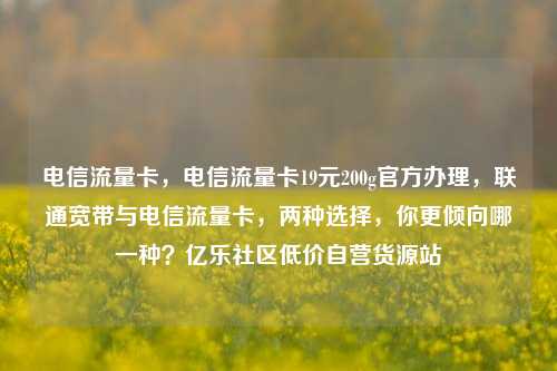 电信流量卡，电信流量卡19元200g官方办理	，联通宽带与电信流量卡，两种选择，你更倾向哪一种？亿乐社区低价自营货源站  第1张